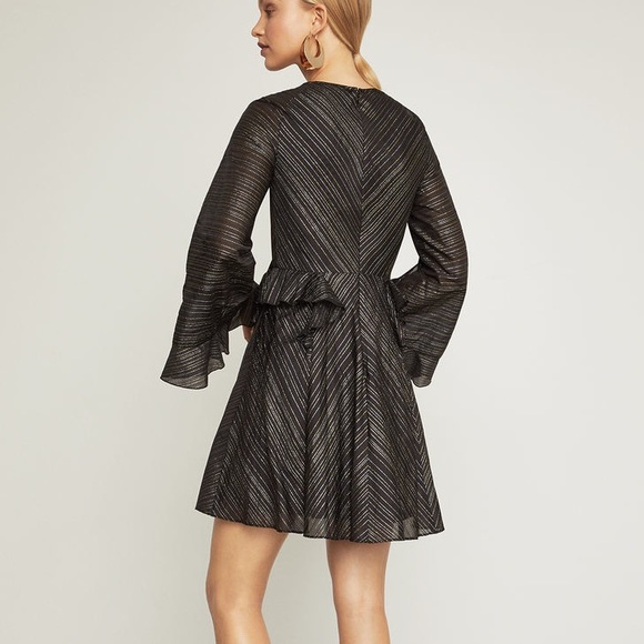 BCBGMAXAZRIA Crew Neck Stripes A-line Nylon dress - Picture 3 of 7